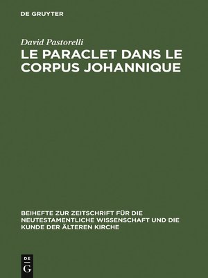 cover image of Le Paraclet dans le corpus johannique
